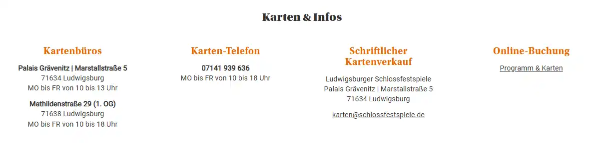 Tickets und Angebote Schsossfestspiele Ludwigsburg