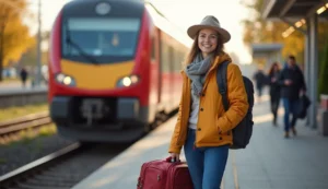 Bahn Kurztrip Ludwigsburg Frau am Bahnsteig
