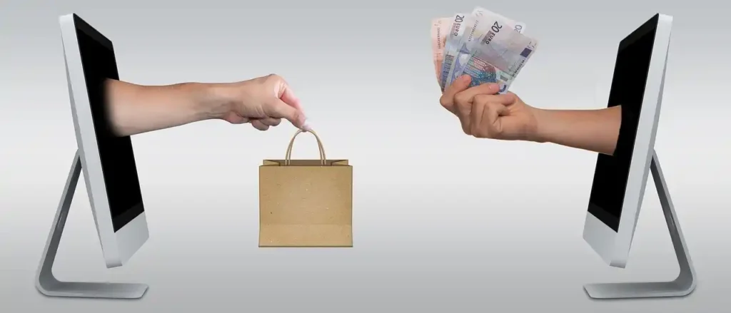 Online Marketing Leitfaden Tausch Ware gegen Geld über Monitore