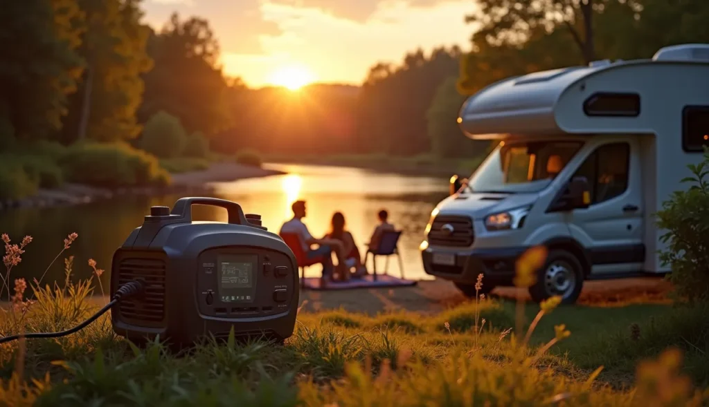 Inverter Generatoren beim Camping am Fluss