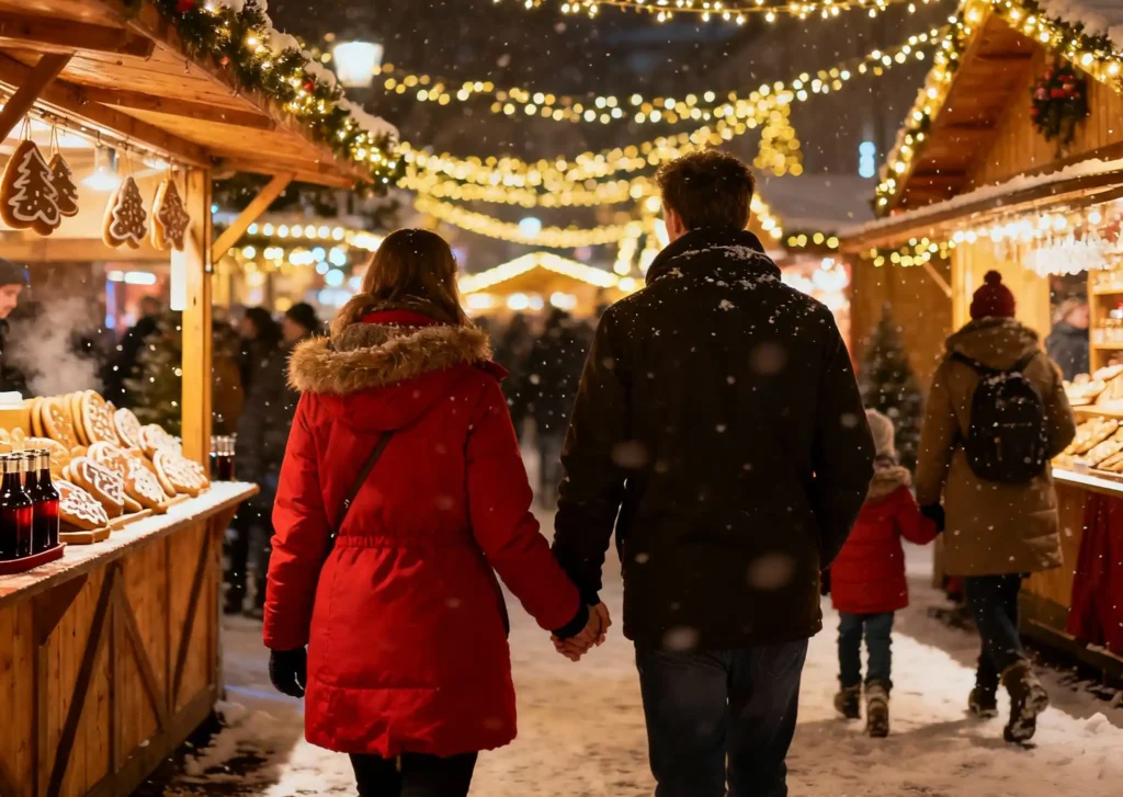 Schönsten Weihnachsmärkte in Baden Württemberg, ein Pärchen unterwegs auf einem Weihnachtsmarkt