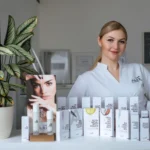 Microneedling Fellbach Kosmetikerin präsentiert Kosmetikprodukte
