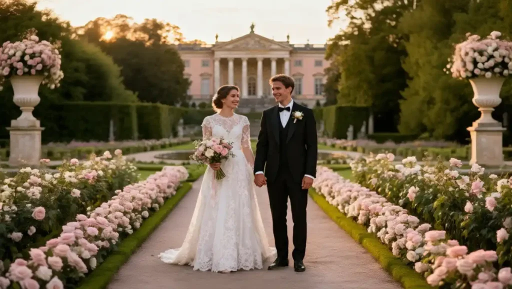 Traumhochzeit in Ludwigsburg Brautpaar im Residenzschlossgarten