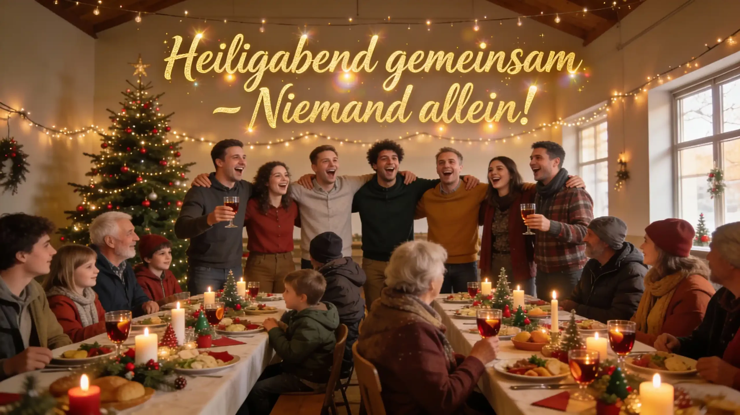 Viele nette Menschen bei einer Weihnachstfeier Ludwigsburg feiern zusammen