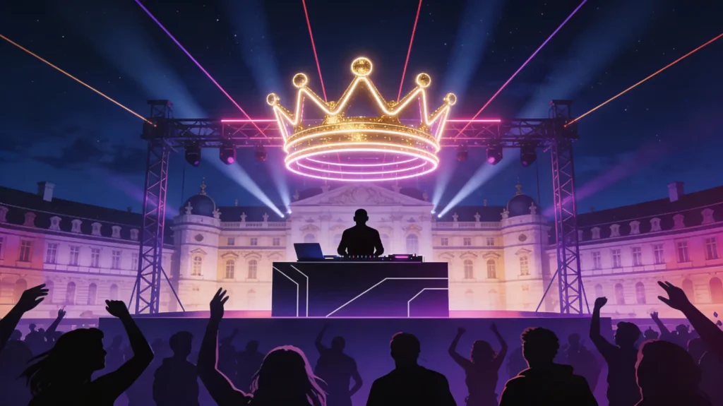 Crown of Sound Ludwigsburg 2026 DJ mit einer Lichtkrone über dem Kopf auf einm Konzert
