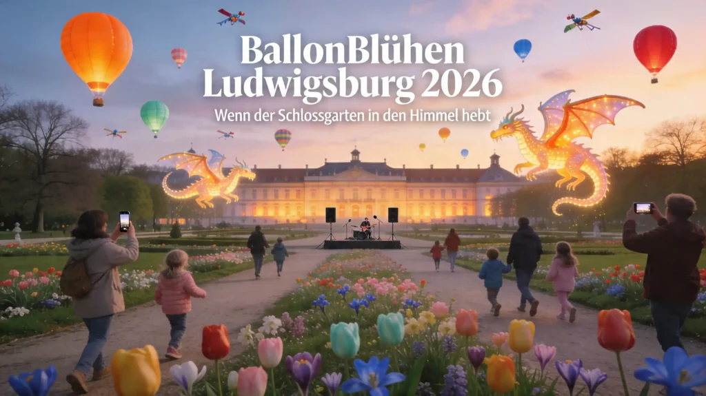 BallonBlühen Ludwigsburg 2026 Schlossgarten mit vielen Heißluftballons