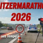 Blitzermarathon 2026 Polizei auf der Autobahn mit einem Blitzer