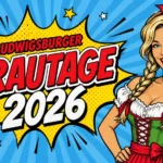 Ludwigsburger Brautage 2026 eine Frau im Dirndl hält Maß Bier