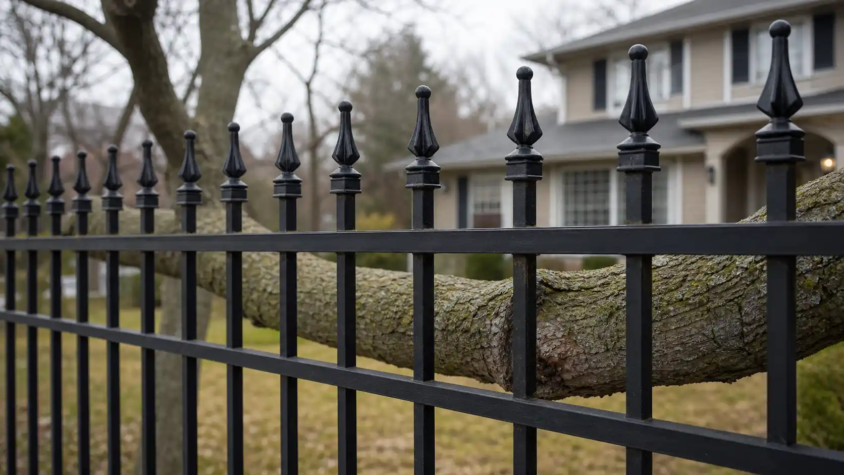 Gartenzaun im Vordergrund eines Hauses
