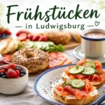 gedeckter Frühstückstisch in einem Cafe