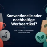 Abstraktes Bild Werbeartikel nachhaltig vs konventionell